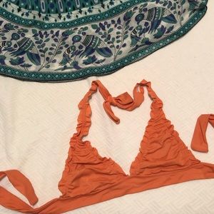 Coral-orange bikini top (J Crew)